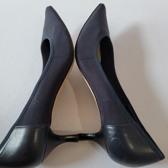 Ellen Tracy SIMPLE Black Kitren Heel Pump Sz 7.5M Suede Leather Office Siren - Picture 7 of 13